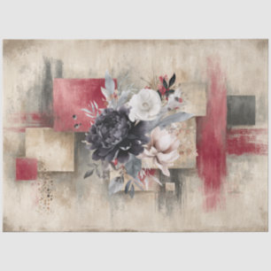 Abstract Art College Distressed Florals Decoupage Tissue Paper