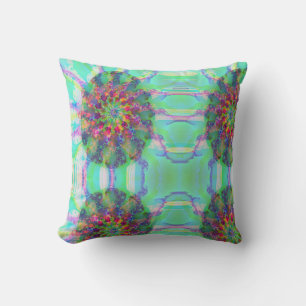 Abstract Art Colourful Egg Pattern Blue and Pink Cushion
