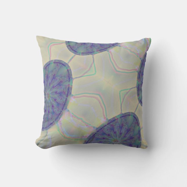 Abstract Art Colourful Egg Pattern on Blueish Grey Cushion (Front)