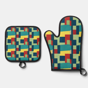 Abstract Art Colourful Geometric Modern Oven Mitt & Pot Holder Set