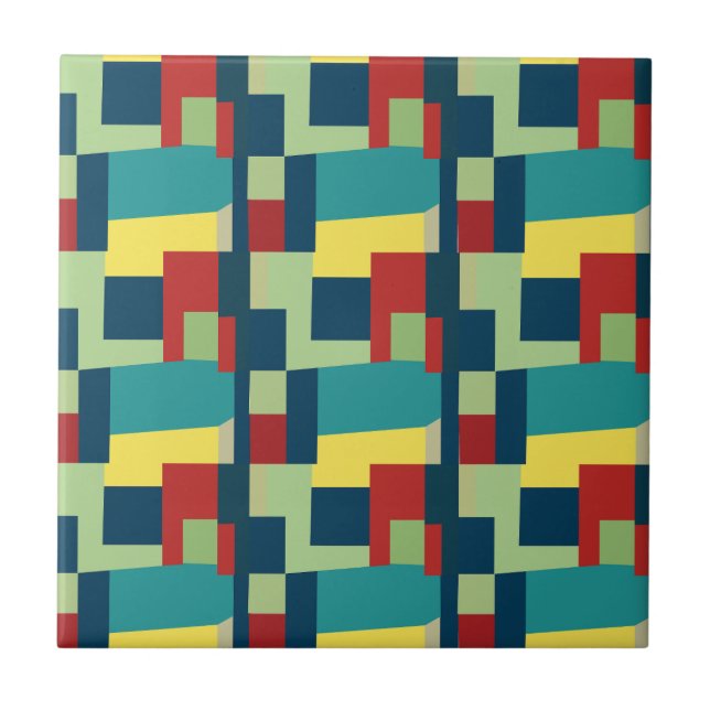 Abstract Art Colourful Geometric Modern Tile (Front)