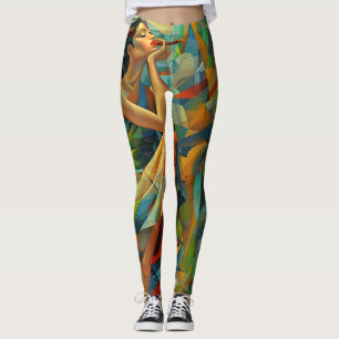 Abstract art colourful leggings