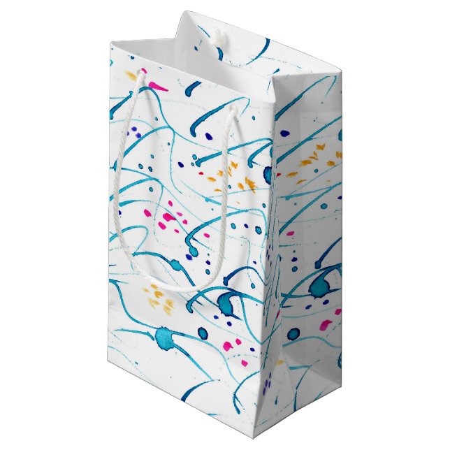 Abstract art colourful tropical shallow sea waves small gift bag (Front Angled)