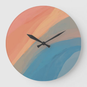 Abstract Art Colourful Watercolor Pink Blue Large Clock