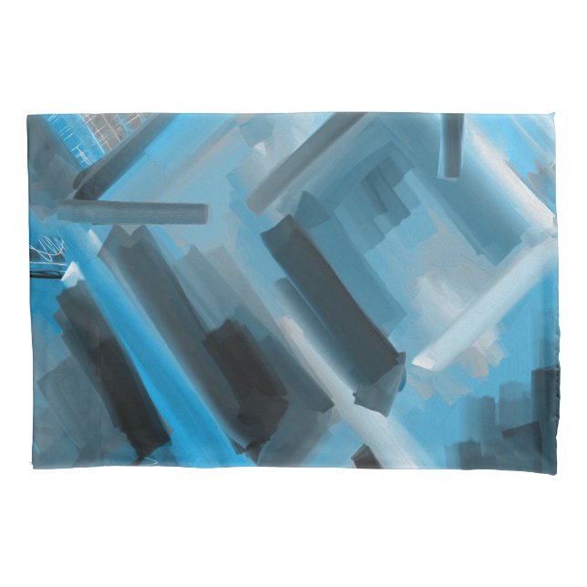 Abstract Art Contemporary Blue Shades Pillowcase (Front)