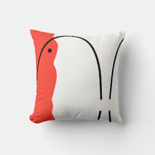 Abstract Art Coral Red Black White Cushion