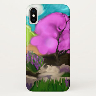Abstract Art Cotton Candy Trees iPhone X Case