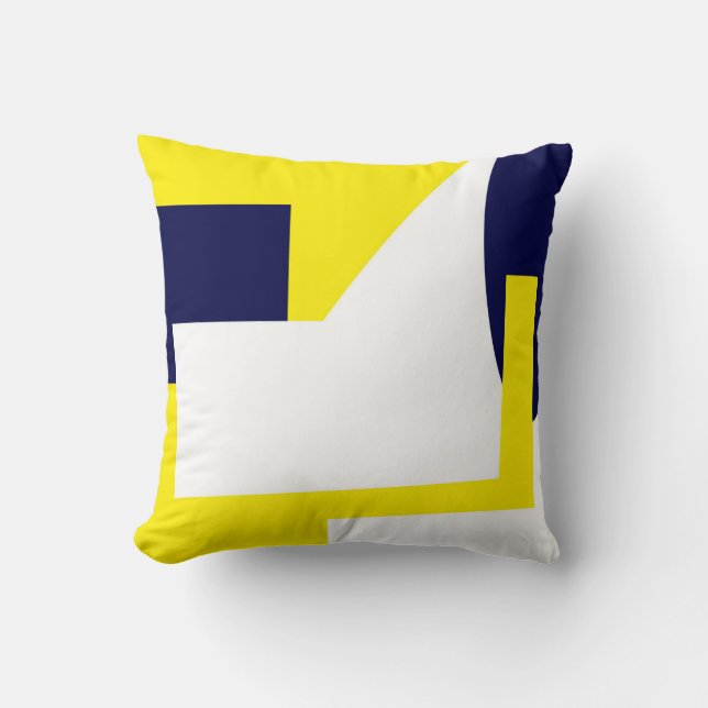 Abstract Art Dark Blue Yellow White Cushion (Front)