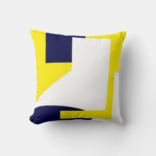 Abstract Art Dark Blue Yellow White Cushion