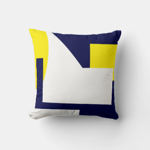 Abstract Art Dark Blue Yellow White Cushion