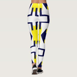 Abstract Art Dark Blue Yellow White Leggings