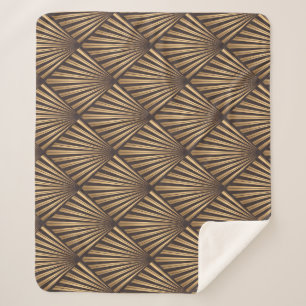 Abstract Art Deco: Gold Elegance. Sherpa Blanket