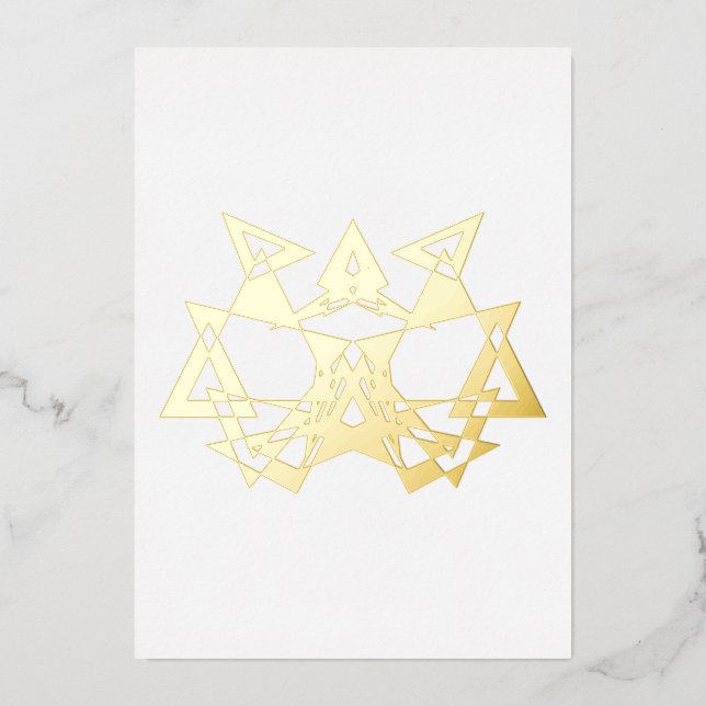Abstract Art Deco Masquerade Gold Foil Blank Card (Front)