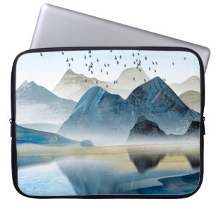 Abstract art decorative background. Mountains and Laptop Sleeve