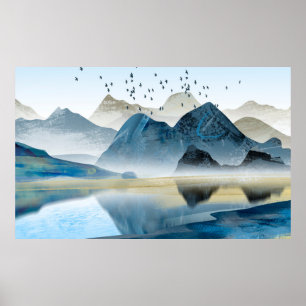 Abstract art decorative background. Mountains and  Poster