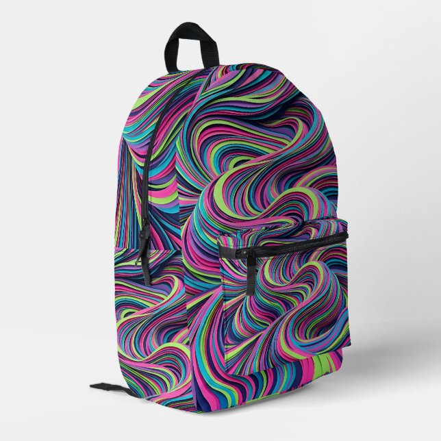 Abstract Art Desert Dune Neon Ripple Backpack (Back Corner Left)