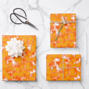 Abstract Art Design Autumn Orange Foliage Wrapping Paper Sheet