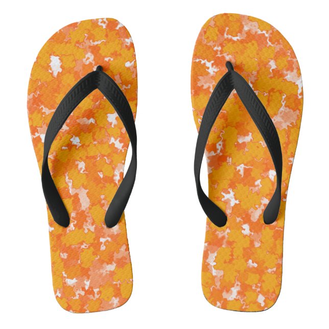 Abstract Art Design Orange Foliage Jandals (Footbed)