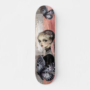 Abstract Art Distressed Grunge Girl Mixed Media Skateboard