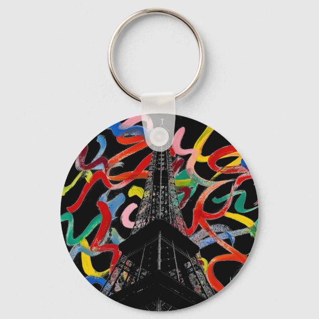 Abstract Art-Eiffel Tower Keychain (Front)