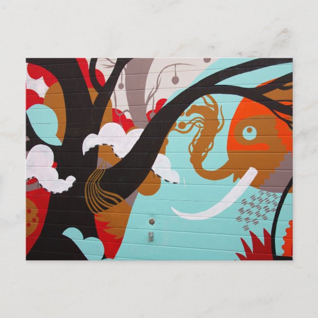 Abstract Art Elephant and Tree Postcard (Front)