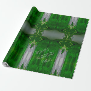 Abstract Art Emerald Green Grey Elegant Wrapping Paper