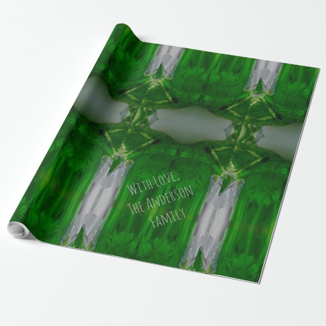Abstract Art Emerald Green Grey Elegant Wrapping Paper (Unrolled)