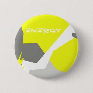 Abstract Art Energy Yellow Grey 6 Cm Round Badge
