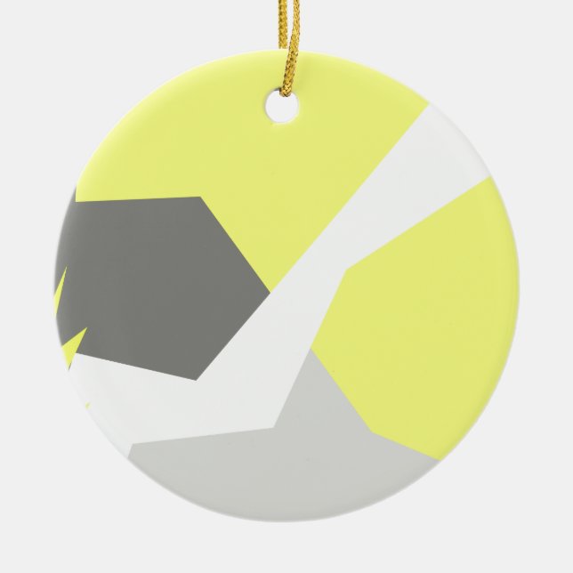 Abstract Art Energy Yellow Grey Ceramic Tree Decoration (Front)