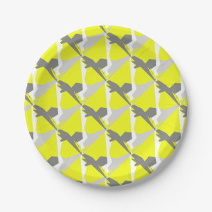 Abstract Art Energy Yellow Grey Paper Plate