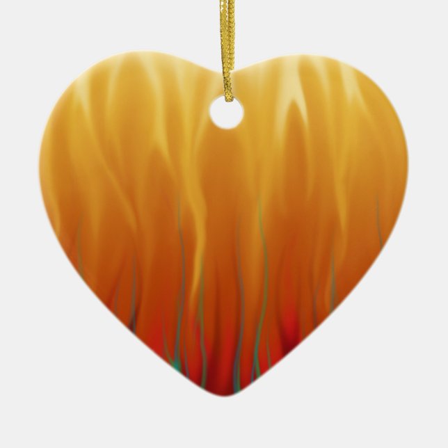 Abstract Art - Fire - Background Flames Ceramic Tree Decoration (Front)