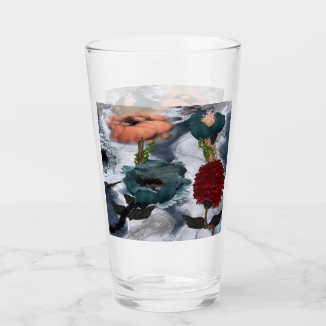 Abstract Art Floral  Glass (Front)