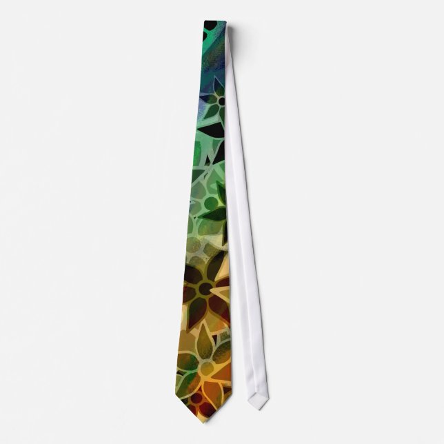 Abstract Art Flower Pattern Tie (Front)