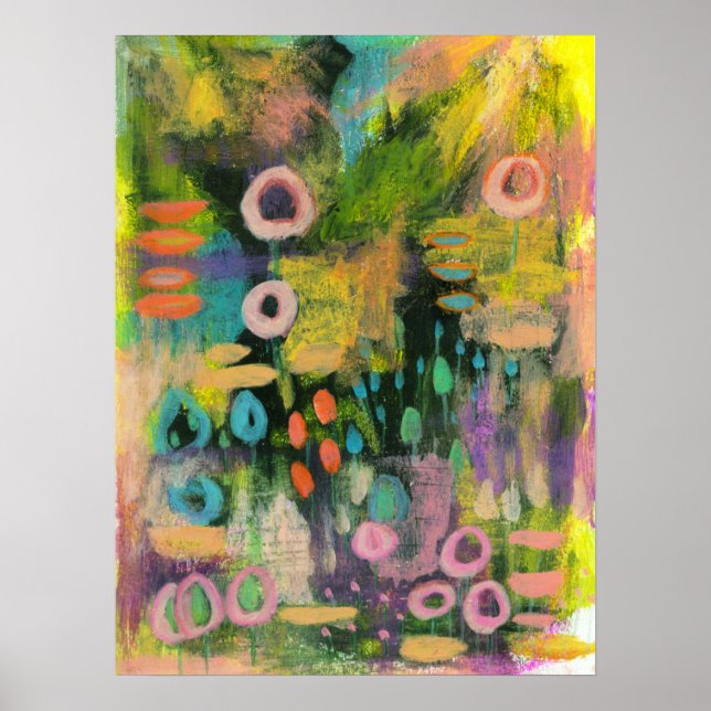 Abstract Art Flowers Floral Botanical Painting Poster (Front)