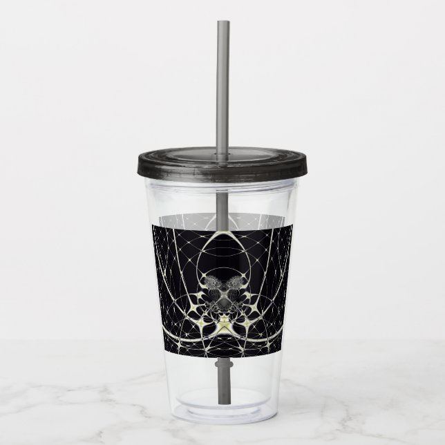Abstract Art Golden Spiderweb Acrylic Tumbler (Front)