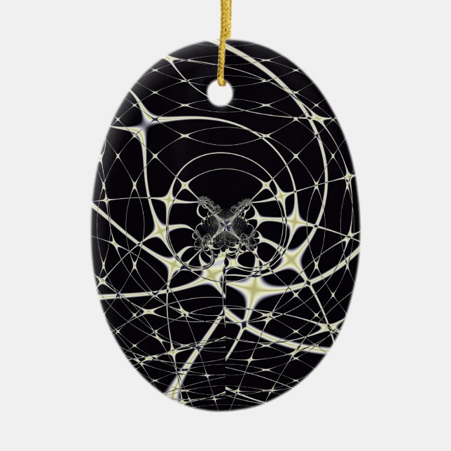 Abstract Art Golden Spiderweb Ceramic Tree Decoration (Front)
