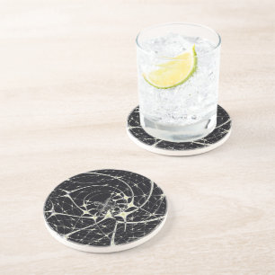 Abstract Art Golden Spiderweb Coaster