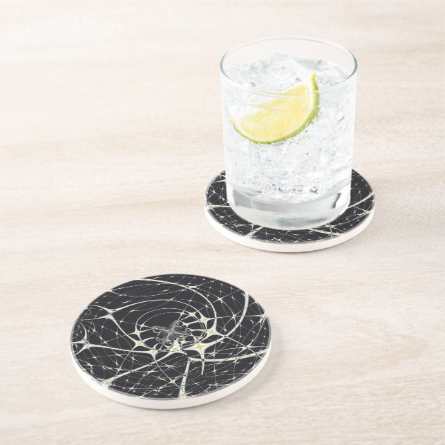 Abstract Art Golden Spiderweb Coaster (Side)