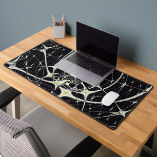 Abstract Art Golden Spiderweb Desk Mat