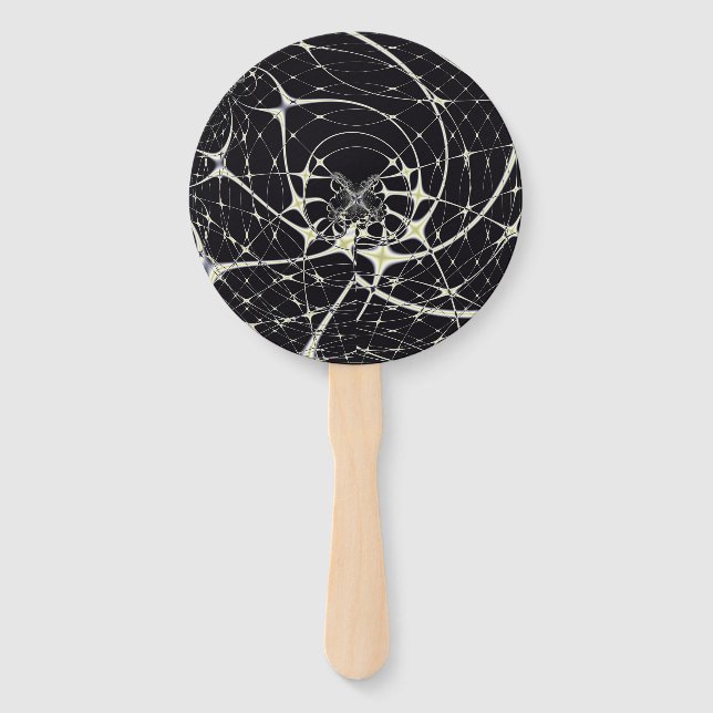 Abstract Art Golden Spiderweb Hand Fan (Front)