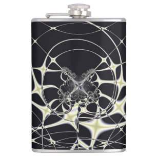 Abstract Art Golden Spiderweb Hip Flask