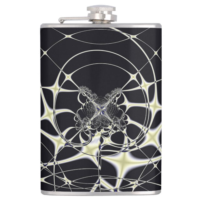 Abstract Art Golden Spiderweb Hip Flask (Front)