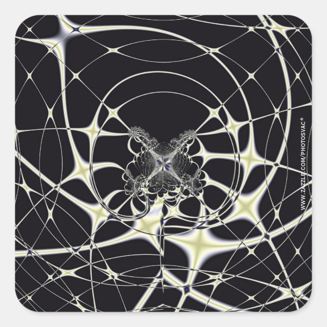 Abstract Art Golden Spiderweb Square Sticker (Front)