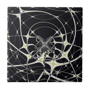 Abstract Art Golden Spiderweb Tile