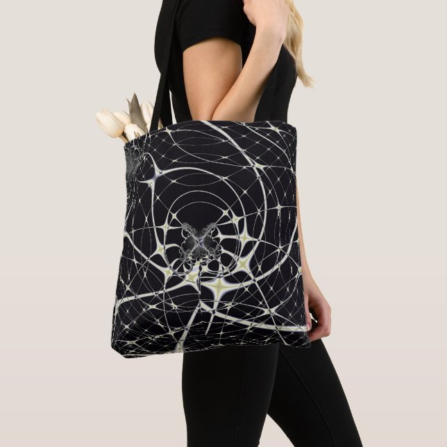 Abstract Art Golden Spiderweb Tote Bag (Close Up)