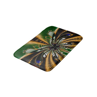Abstract Art Green And Brown Pattern Bath Mat