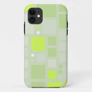 Abstract Art   Green Grey Squares 2 iPhone 11 Case