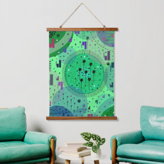 Abstract Art: Green Kiwi Fruit Hanging Tapestry