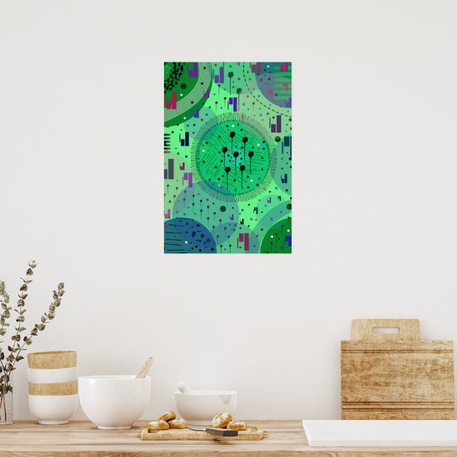 Abstract Art: Green Kiwi Fruit Poster (Kitchen)