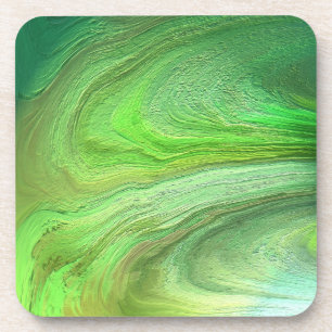 Abstract Art Green Metallic Paint Coaster
